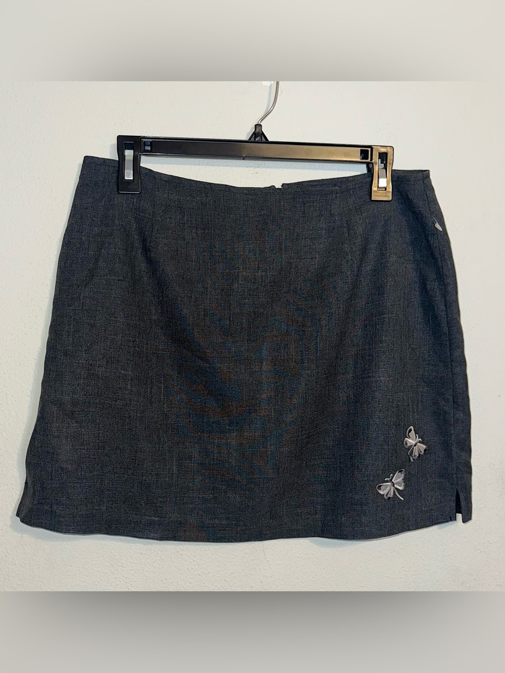 Daily Habit Dark Gray Butterfly Embroidered Mini Skirt